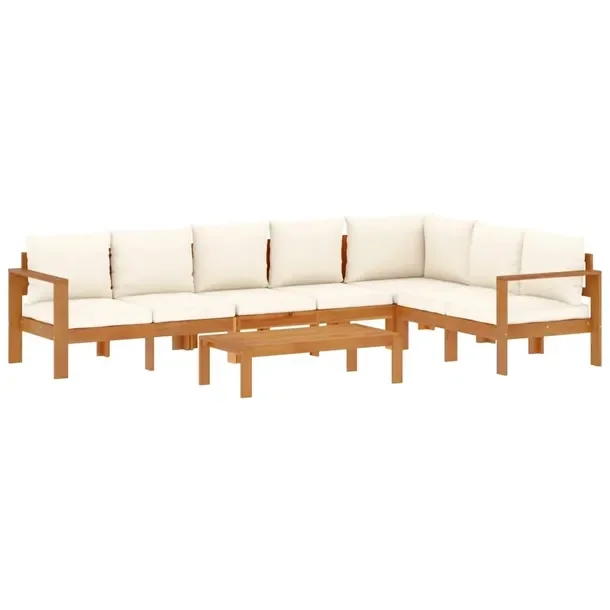Zestaw mebli ogrodowych z litego drewna akacjowego, kremowy, 114x68x64 cm