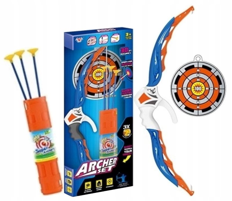 ŁUK ZE STRZAŁAMI Z PRZYSSAWKĄ TARCZA GRA SPORTOWA DLA DZIECI 777-712B