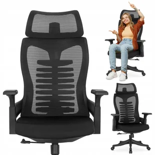 Fotel biurowy, krzesło biurowe Fotel Ergonomiczny Biurowy Obrotowy Krzesło Obrotowe Do Biurka CARET Czarny - Fotele i krzesła biurowe - miniaturka - grafika 1