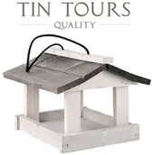 Karmniki dla ptaków - BIAŁY DREWNIANY KARMNIK DLA PTAKÓW 23x22x18 cm - miniaturka - grafika 1