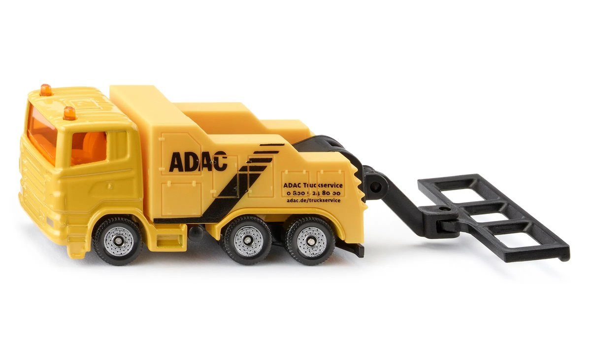 siku 1493, ADAC wózek holowniczy, zabawkowy samochód dla dzieci, metal/tworzywo sztuczne, żółty, urządzenie do podnoszenia i opuszczania