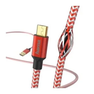 Hama KABEL ŁADUJĄCY/DATA USB MICRO REFLECTED 1,5 CZERWONY - Kable USB - miniaturka - grafika 1