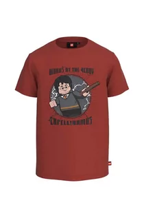 Koszulki dla chłopców - Lego t-shirt bawełniany dziecięcy Harry Potter kolor czerwony z nadrukiem - grafika 1