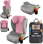 Foteliki samochodowe - FOTELIK SAMOCHODOWY TRAVELLER SZARO RÓŻOWY Z ISOFIX KK - miniaturka - grafika 1