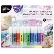 Derform Markery akrylowe brokatowe 10 kolorów - Przybory szkolne - miniaturka - grafika 1