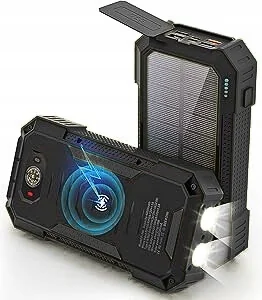 Powerbank Solarny 30000 22,5W Ład Bezprzewodowe Indukcja Latarka 5USB Usb-c - Powerbanki - miniaturka - grafika 1