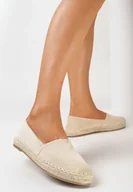 Espadryle damskie - Beżowe Płaskie Espadryle Ozdobione Jutową Plecionką Noraille - miniaturka - grafika 1