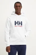 Bluzy męskie - Helly Hansen bluza bawełniana HH LOGO męska kolor biały z kapturem z nadrukiem 30394 - miniaturka - grafika 1