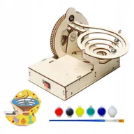 Klocki - TOR KULKOWY DREWNIANY DIY DO ZŁOŻENIA BATERIE DLA DZIECI + FARBY - miniaturka - grafika 1