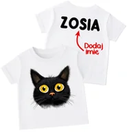 Koszulki dla dziewczynek - Koszulka dla DZIECKA Z KOTEM ORAZ IMIENIEM NA PLECACH - miniaturka - grafika 1