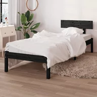 Łóżka - Lumarko Rama łóżka, czarna, lite drewno sosnowe, 90x190 cm, pojedyncza - miniaturka - grafika 1