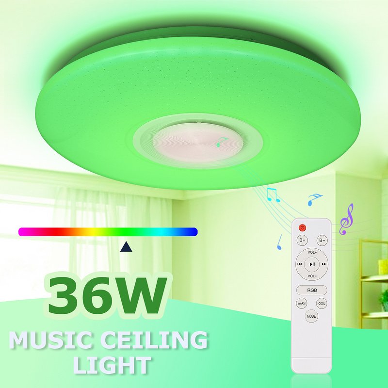 Lampa sufitowa LED Jopassy 36W z efektem gwiaździstego nieba do kuchni, muzyką Bluetooth i głośnikiem RGB