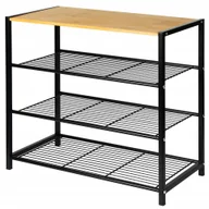 Szafki na buty - Regał Stojak Metalowy Duży Półka Na Buty 4 Poziomy Z Drewnianą Półką 80 cm - miniaturka - grafika 1