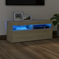 Szafki RTV - vidaXL Szafka pod TV z oświetleniem LED dąb sonoma 90x35x40 cm 804385 - miniaturka - grafika 1