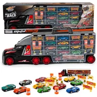 Samochody i pojazdy dla dzieci - Transporter Laweta Ciężarówka Na Resoraki Xxl Wyrzutnia - miniaturka - grafika 1