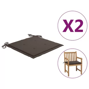 vidaXL Poduszki na krzesła ogrodowe, 2 szt., taupe, 50 x 50 x 3 cm - Poduszki ogrodowe - miniaturka - grafika 1