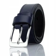 Paski - SKORZANY MESKI pasek GRACIO granat KLAMRA SREBRNA - miniaturka - grafika 1