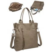 Torebki damskie - Torebka Torba Damska A4 Shopper LUIGISANTO Pasek V8007-3 Taupe - miniaturka - grafika 1