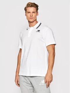 Koszulki męskie - New Balance Polo Classic MT01983 Biały Regular Fit - grafika 1