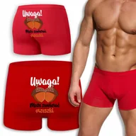 Majtki damskie - BOKSERKI CZERWONE na Prezent Walentynki UWAGA! MOŻE ZAWIERAĆ ORZESZKI - L - miniaturka - grafika 1