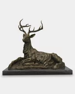 Figurki dekoracyjne - Leżący Jeleń Duża Rzeźba z Brązu - miniaturka - grafika 1