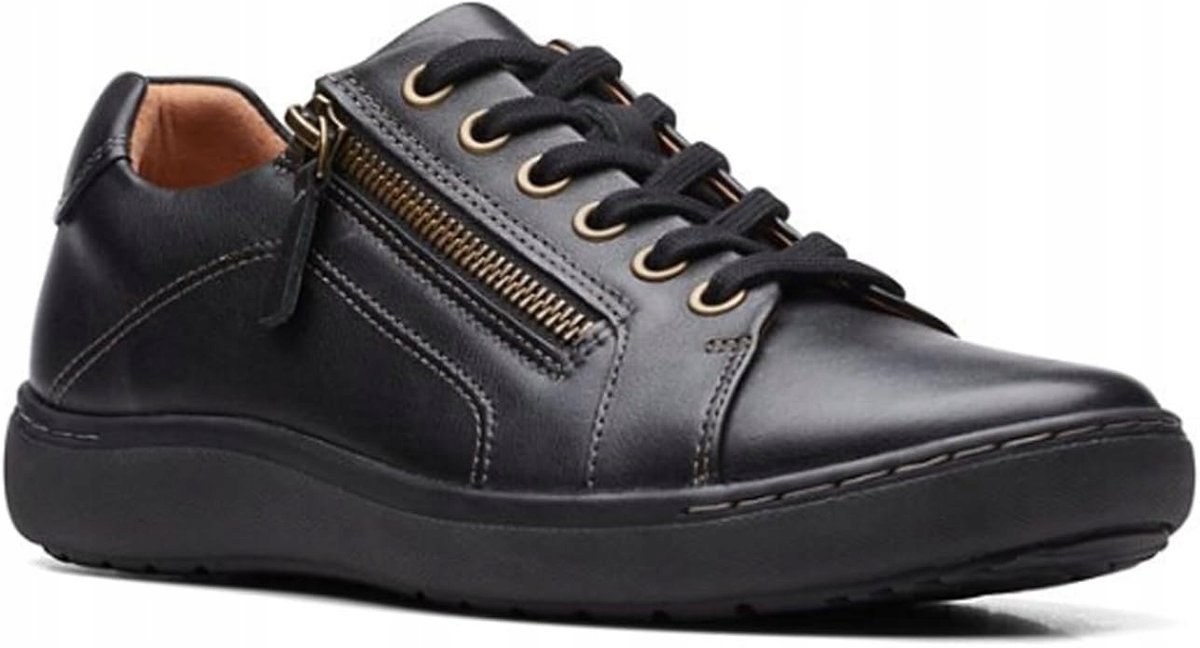 CLARKS CZARNE PÓŁBUTY DAMSKIE ZE SKÓRY NATURALNEJ Z ZAMKIEM 38 16AA
