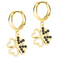 Kolczyki - Złote Kolczyki Koniczyny z Czarnymi Cyrkoniami Koniczyna SREBRO 925 - miniaturka - grafika 1