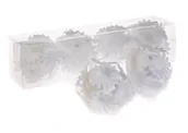 Bombki - Bombki brokatowe białe - kwiat 6 cm x 4 szt - miniaturka - grafika 1