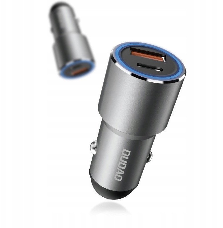 Dudao ładowarka samochodowa USB / USB Typ C Power Delivery Quick Charge 22,5 W szary R4PQ