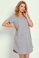 Bielizna nocna - Koszula nocna Meg szara w białe kropki 3XL - miniaturka - grafika 1
