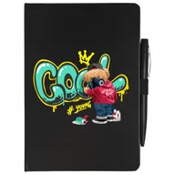 Zeszyty szkolne - NOTES CZARNY A5 + DŁUGOPIS MOTYWACJA CYTATY Wzory - miniaturka - grafika 1