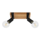 Oprawy, klosze i abażury - Listwa reflektorowa Molini czarna z drewnem 2 x E27 Italux - miniaturka - grafika 1