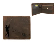 Portfele - Portfel Męski WILD Skóra Naturalna Mały Poziomy Bez Zapięcia ,,I LOVE FISHING,, N8 10,5 x 9 x 2 [cm] - miniaturka - grafika 1