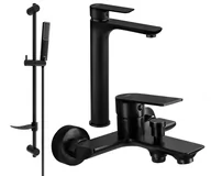 Zestawy baterii łazienkowych - Mexen Alfa DF72 zestaw wannowy, czarny - 745713DF72-70 - miniaturka - grafika 1