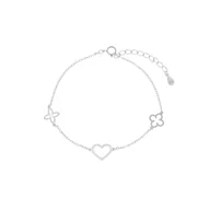 Bransoletki - Srebrna Bransoletka 925 Serce i Kwiaty - miniaturka - grafika 1