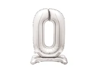 Balony i akcesoria - Balon foliowy stojący cyfra 0 srebrny - 76 cm - 1szt. - miniaturka - grafika 1