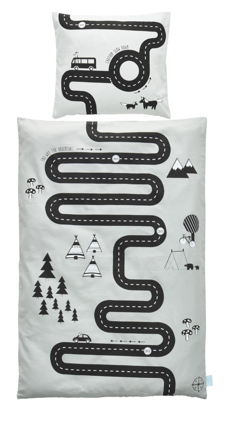 Pościel Adventure 140 x 200 cm Mini, biało-czarny,