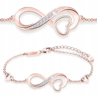 Bransoletki - Bransoletka Pozłacana Nieskończoność Serce Serduszko Cyrkonie SREBRO 925 - miniaturka - grafika 1