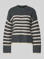 Swetry damskie - Sweter z prążkowanej dzianiny o kroju relaxed fit model ‘LINE’ - miniaturka - grafika 1
