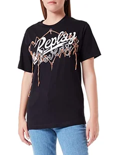 Replay T-shirt damski, 098 BLACK, XXS - Koszulki i topy damskie - miniaturka - grafika 1