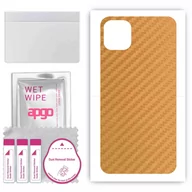Szkła hartowane na telefon - Folia naklejka skórka strukturalna na TYŁ do Apple iPhone 11 Pro Max -  Carbon Złoty - apgo SKINS - miniaturka - grafika 1