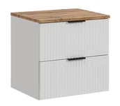 Szafki łazienkowe - Szafka pod umywalkę z blatem, Adel, 60x46x57 cm, biały, dąb wotan, mat - miniaturka - grafika 1