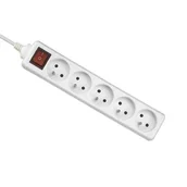 Przedłużacze i rozgałęźniki - Elgotech Przedłużacz 5 gniazdowy z uziemienia i wyłącznikiem 3x1 2m Biały EPS-502W - miniaturka - grafika 1