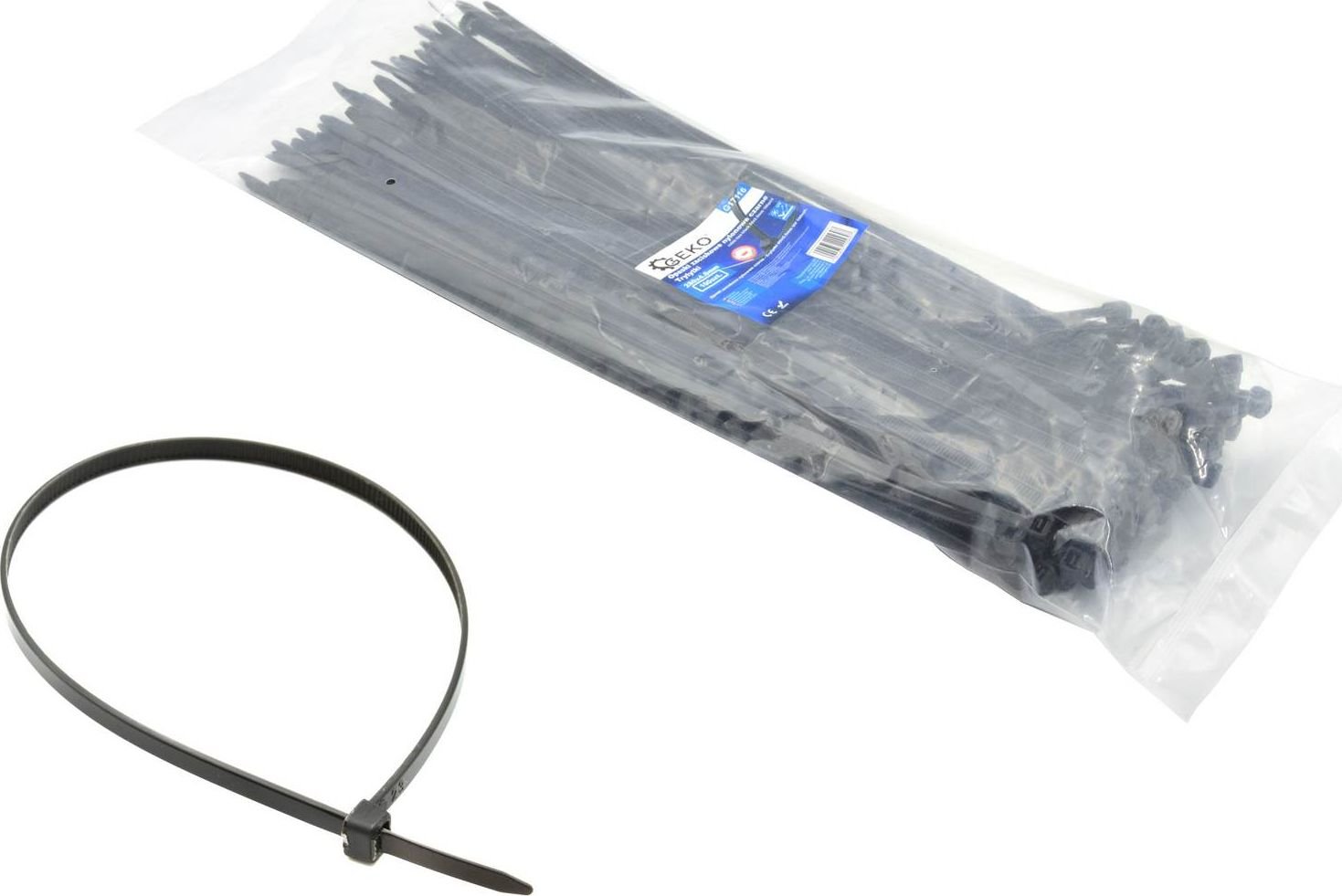 Geko Opaski zaciskowe nylonowe czarne 450x4.8mm UV 100szt.100