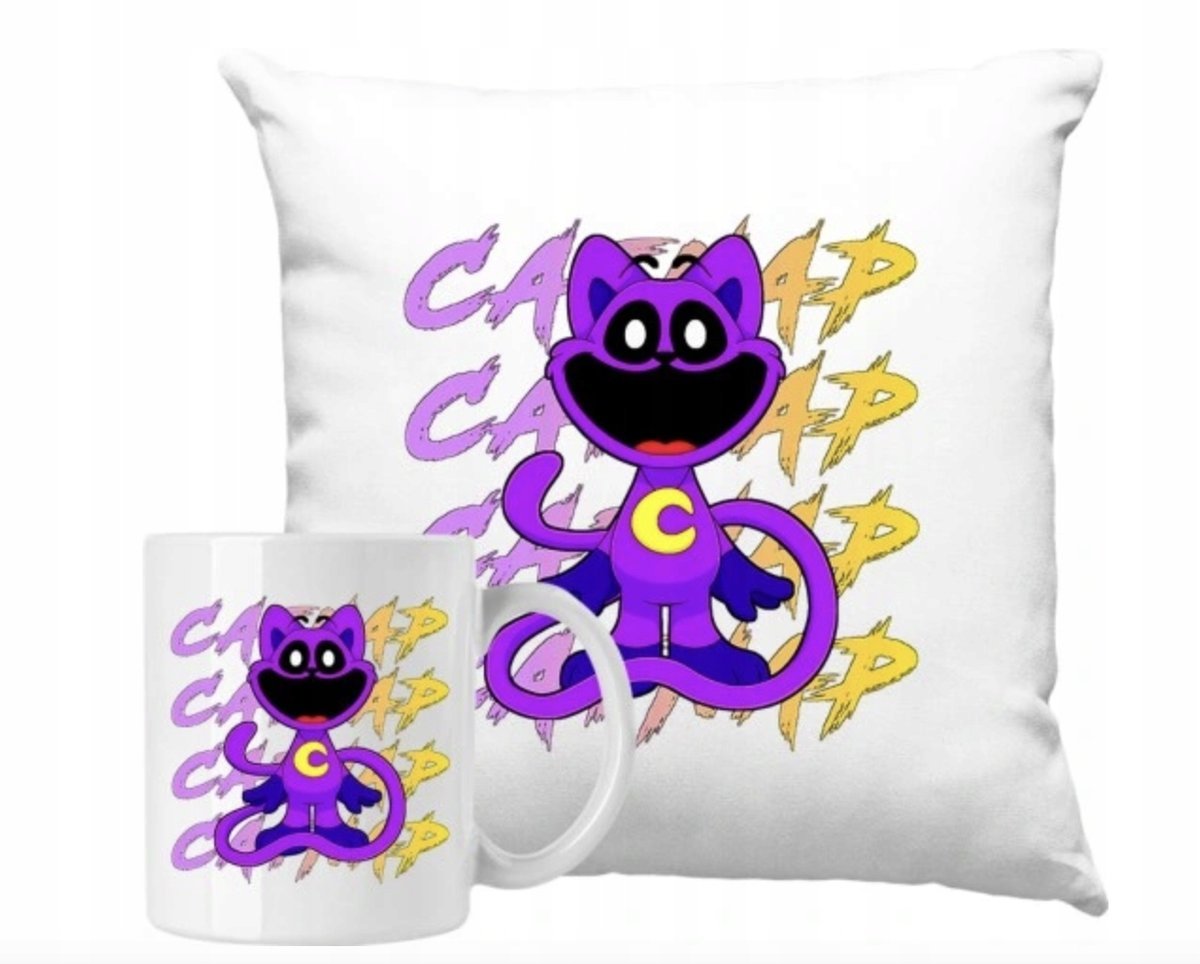 ZESTAW PODUSZKA + KUBEK Prezent smiling critters smile catnap 180 + IMIĘ 3