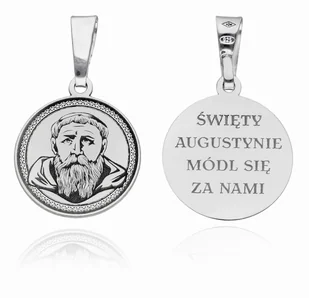 Srebrny medalik rodowany Św. Augustyn MDC108R - Wisiorki - miniaturka - grafika 1
