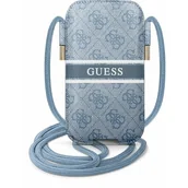 Etui i futerały do telefonów - Guess 4G Printed Stripe Pouch - Torebka na telefon L niebieski GUPHL4GDBL - miniaturka - grafika 1