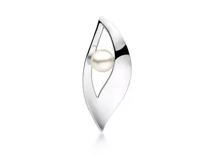 Elegancki rodowany srebrny wisior wisiorek perła perełka srebro 925 KS0245C - Wisiorki - miniaturka - grafika 1