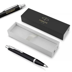 Długopis Parker IM Essential Matte Black CT z grawerem - Zestawy piśmiennicze - miniaturka - grafika 1