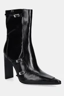 Botki damskie - Steve Madden botki Fastened damskie kolor czarny na słupku 11004818 - miniaturka - grafika 1